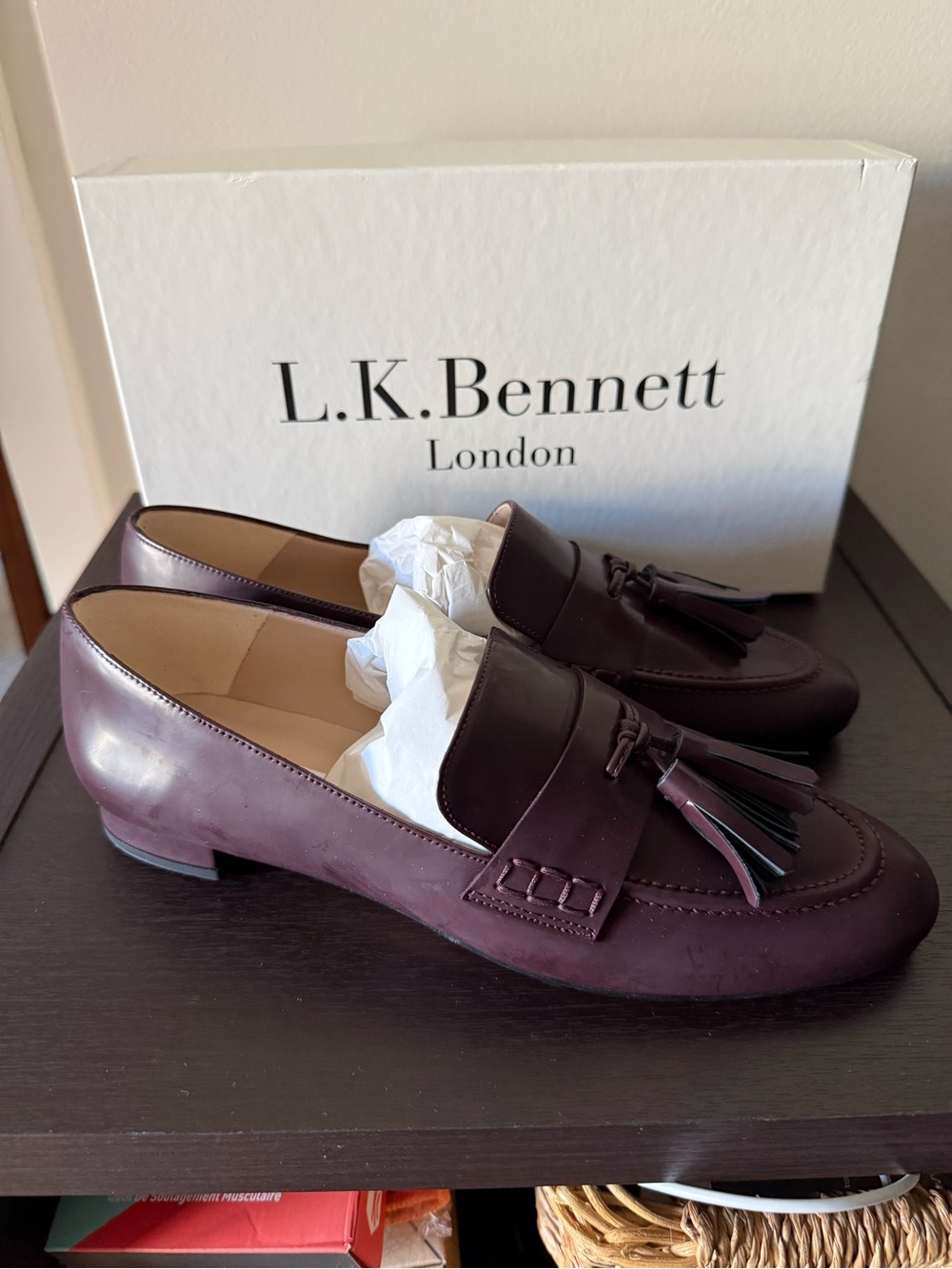 LK Bennett Women's Plum Leather Tassel Loafers